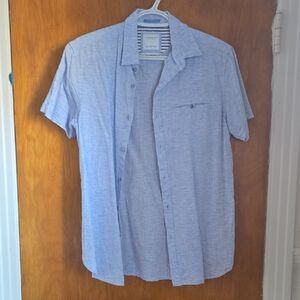 Denim & Flower Heathered Light Blue Short-Sleeve Button-Down Shirt